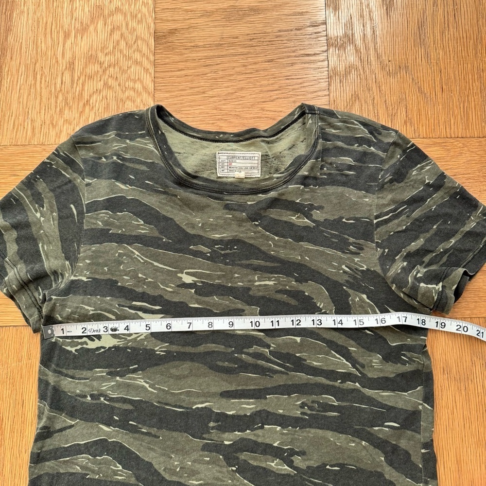 Current/Elliot 3 Tiger Camo Camouflage Long Shirt Crew Neck Long Green - Picture 5 of 6